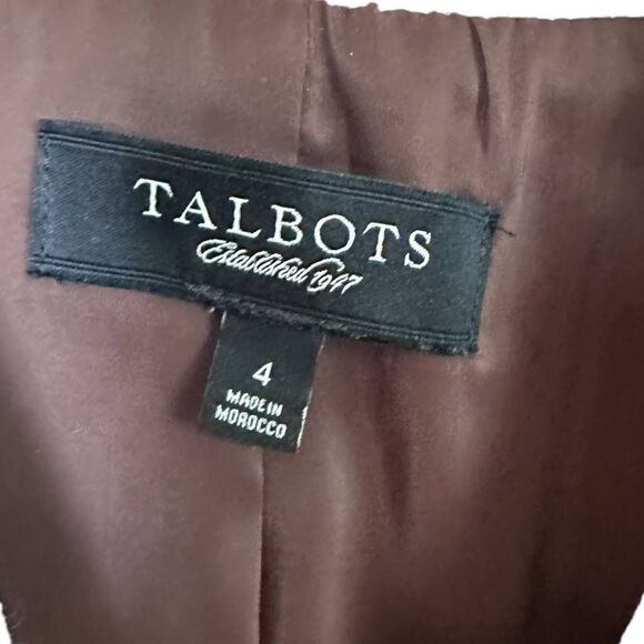 Talbots Maroon Herringbone Wool Blend Blazer - Size 4 - Picture 6 of 8